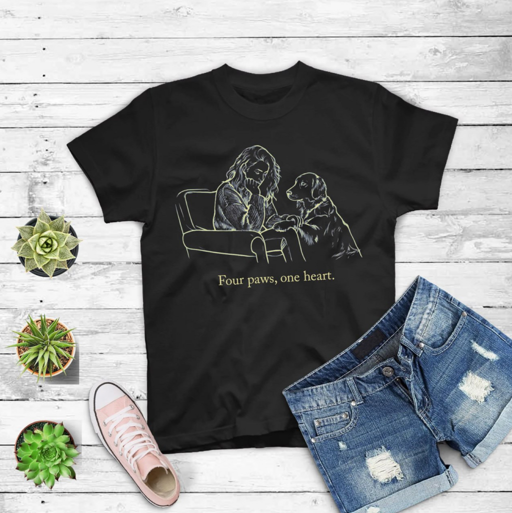 Four Paws, One Heart Dog Lover T-Shirt – Heartfelt Pet Graphic Tee