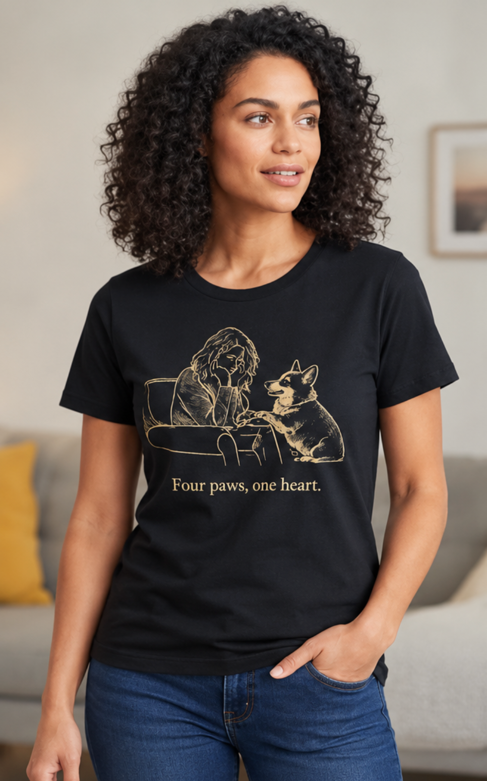 Four Paws, One Heart Corgi T-Shirt – Heartfelt Corgi Mom Graphic Tee