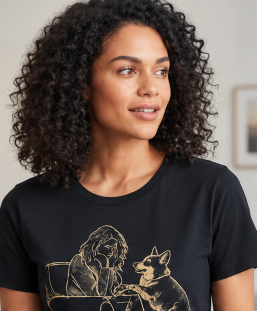 Four Paws, One Heart Corgi T-Shirt – Heartfelt Corgi Mom Graphic Tee