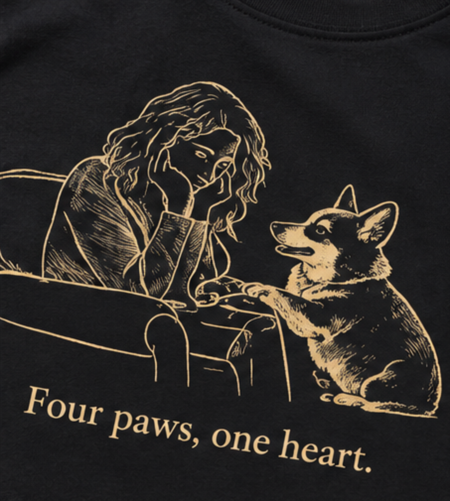 Four Paws, One Heart Corgi T-Shirt – Heartfelt Corgi Mom Graphic Tee