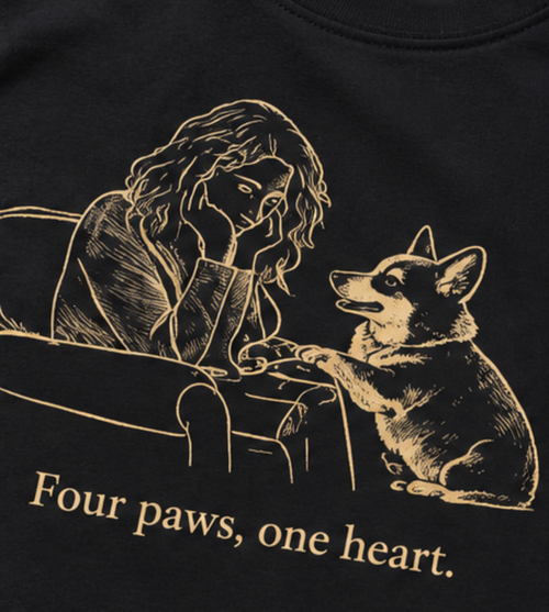 Four Paws, One Heart Corgi T-Shirt – Heartfelt Corgi Mom Graphic Tee